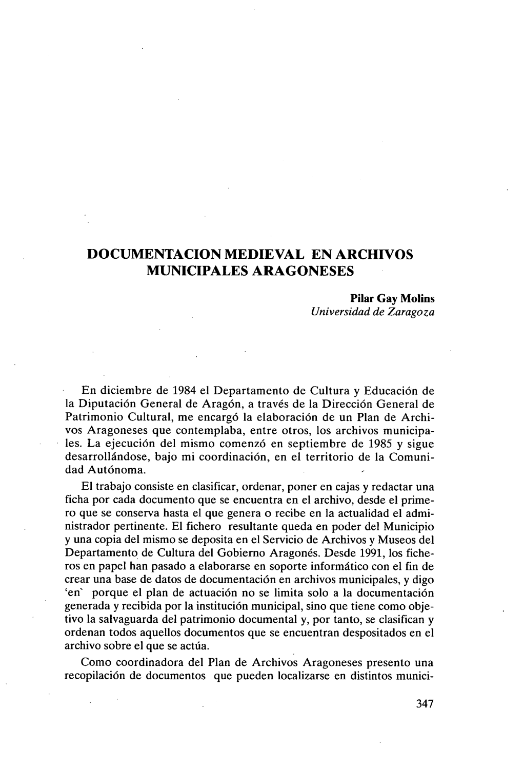 Documentacion Medieval En Archivos Municipales Aragoneses