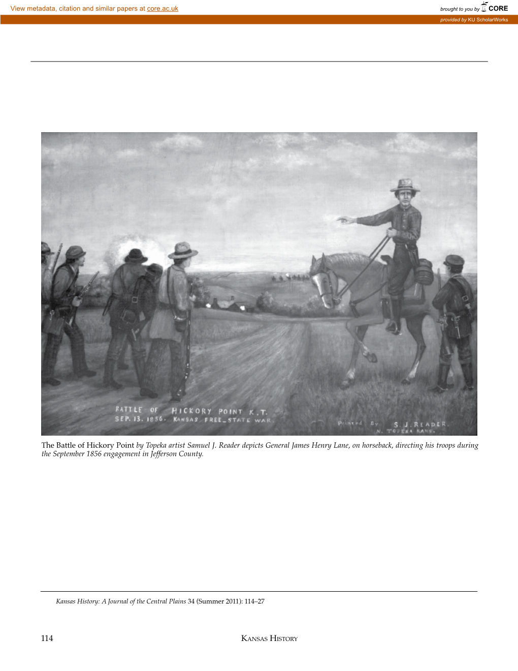 The Battle of Hickory Point by Topeka Artist Samuel J. Reader