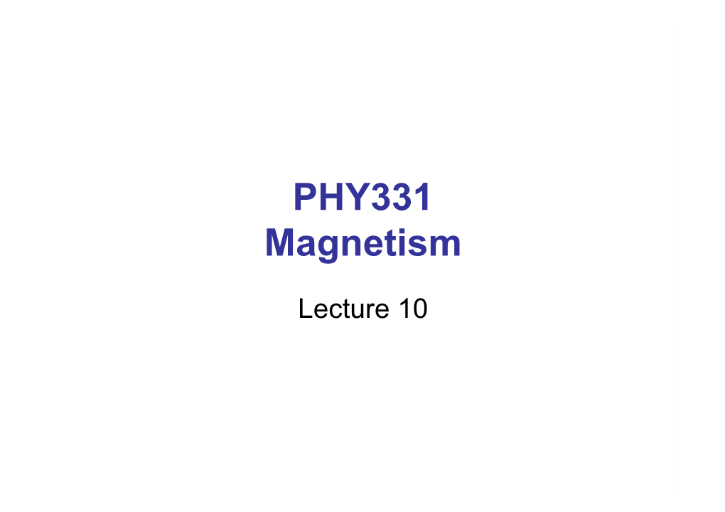 PHY331 Magnetism