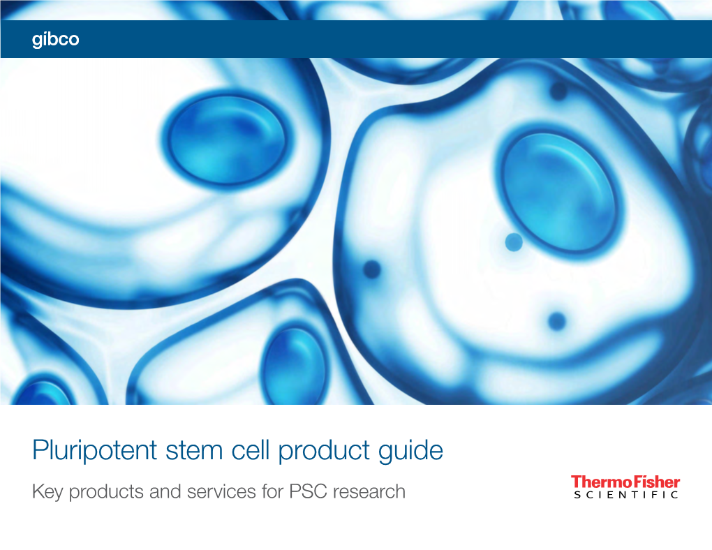 Pluripotent Stem Cell Product Guide Key Products and Services for PSC Research the Pluripotent Stem Cell Workflow