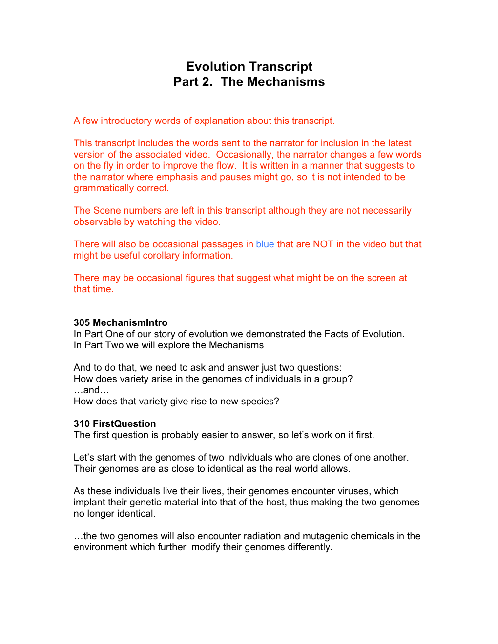 Mechanisms of Evolution