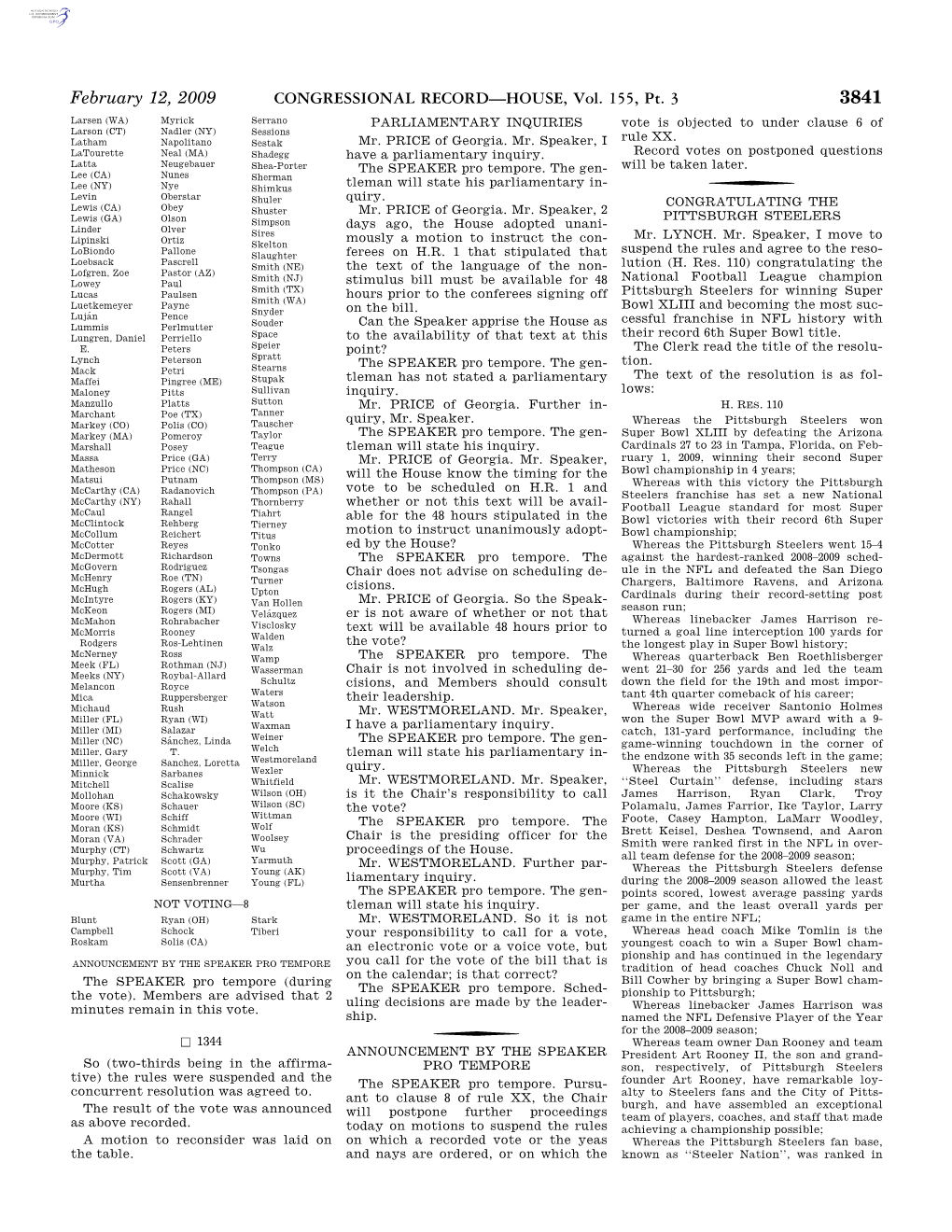 CONGRESSIONAL RECORD—HOUSE, Vol. 155, Pt. 3 February