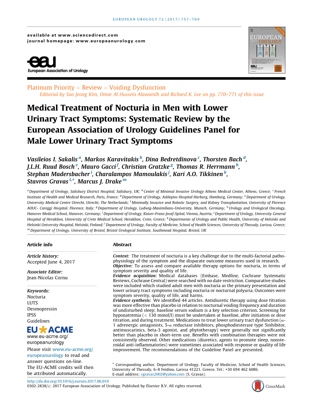 Medical Treatment of Nocturia in Men with Lower Urinary Tract Symptoms