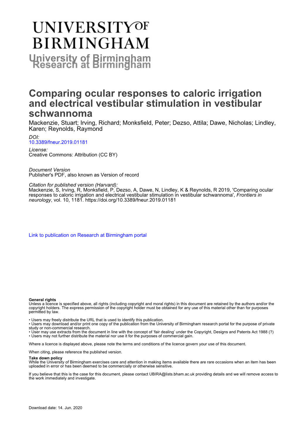 Comparing Ocular Responses to Caloric Irrigation and Electrical Vestibular Stimulation in Vestibular Schwannoma