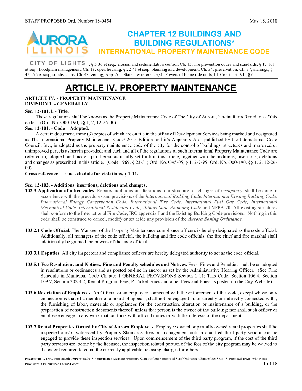 Article Iv. Property Maintenance