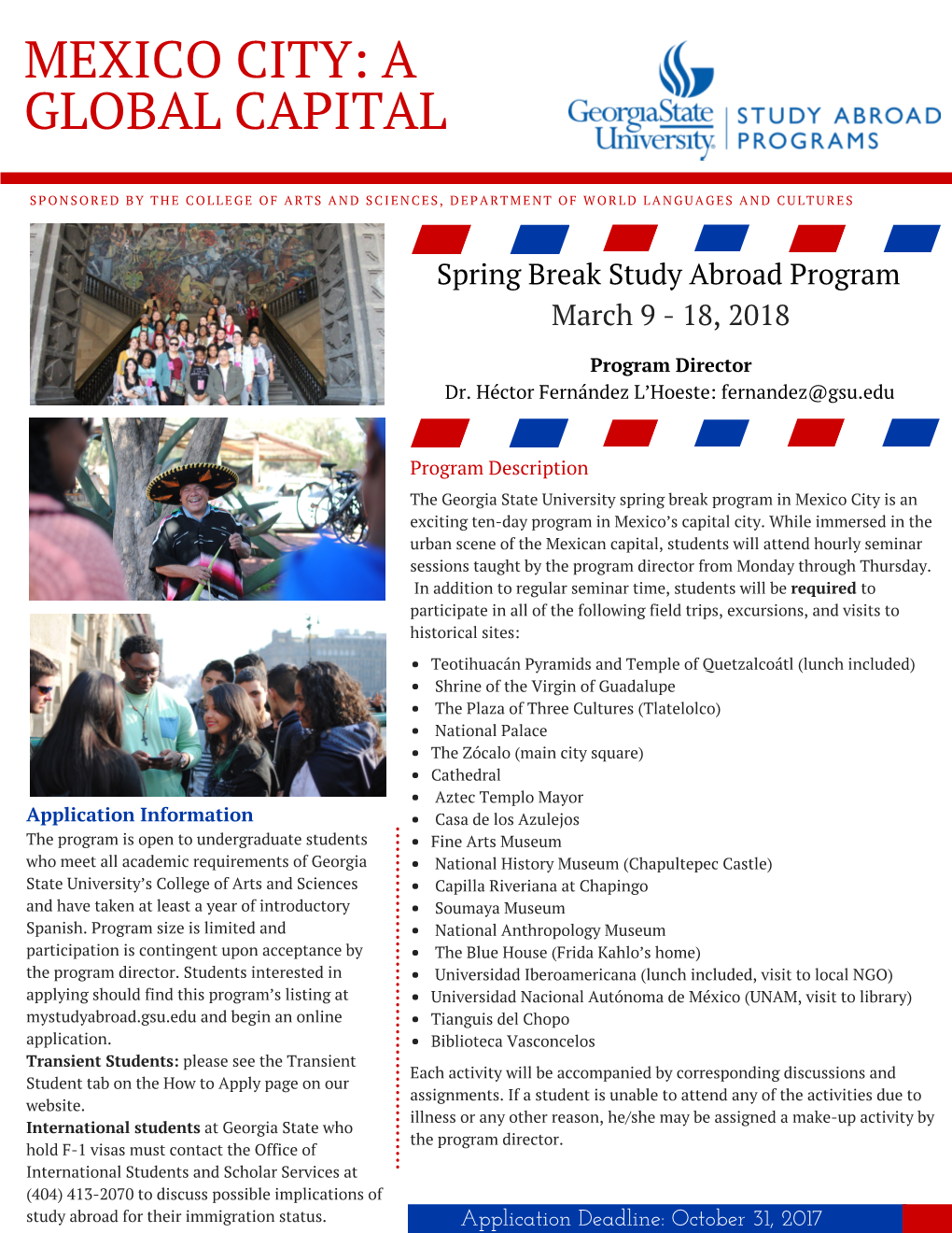 Study Abroad in Mexico City March 9 - 18, 2018 Tentative Program Itinerary