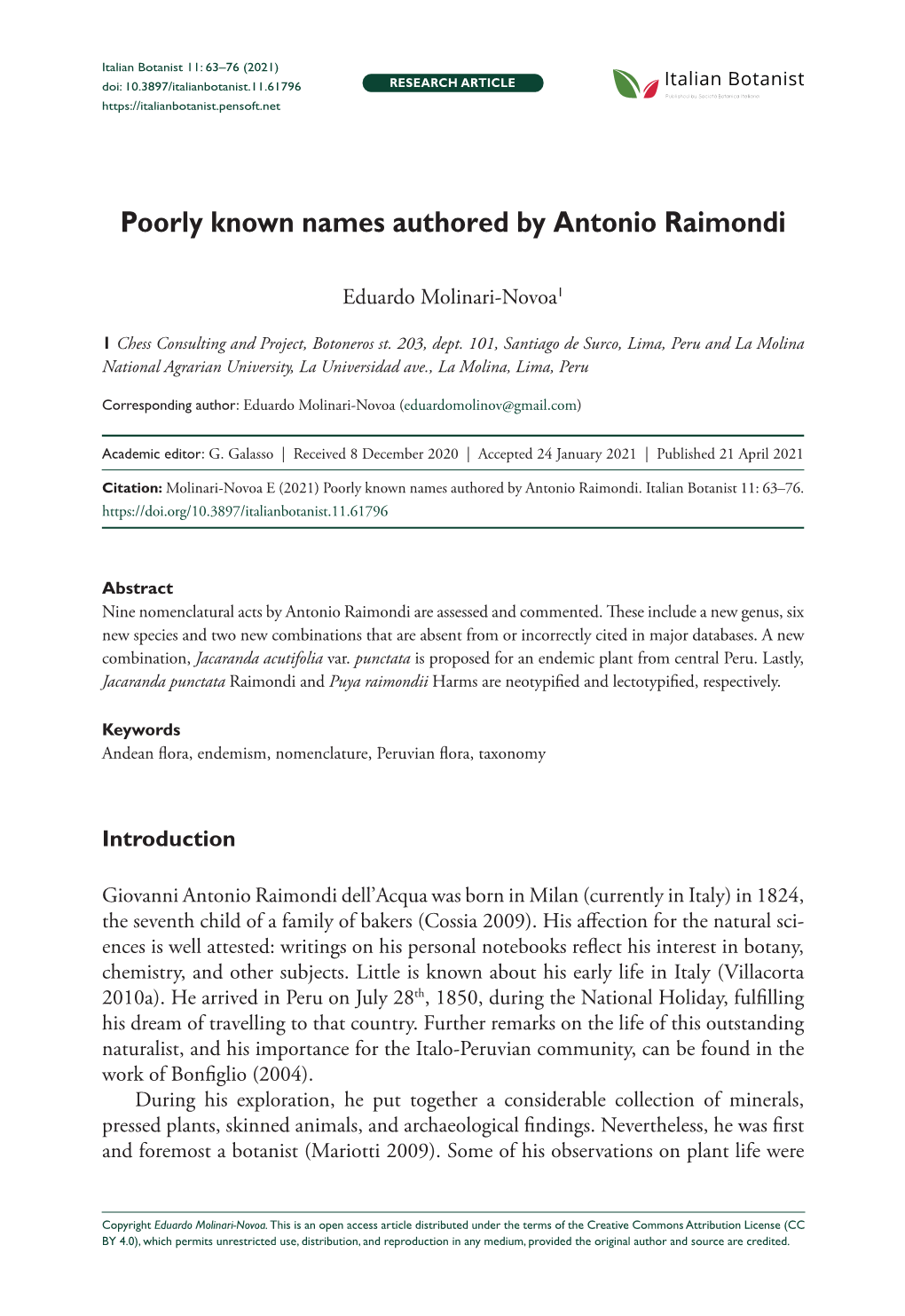 ﻿Poorly Known Names Authored by Antonio Raimondi