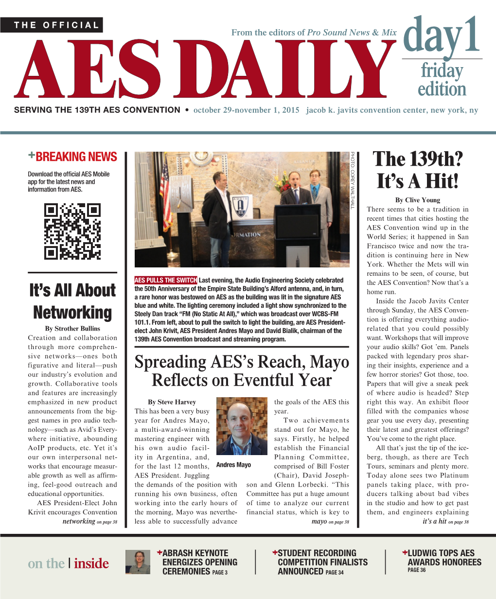 DAY 1 Friday Edition | the AES DAILY 3 Shownews Opening Ceremonies Look Back, Look Ahead by Clive Young