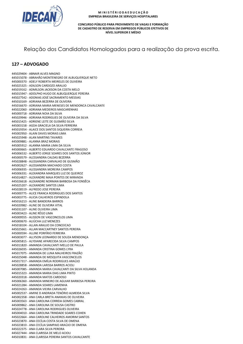 Edital Homologação De Inscrição 445