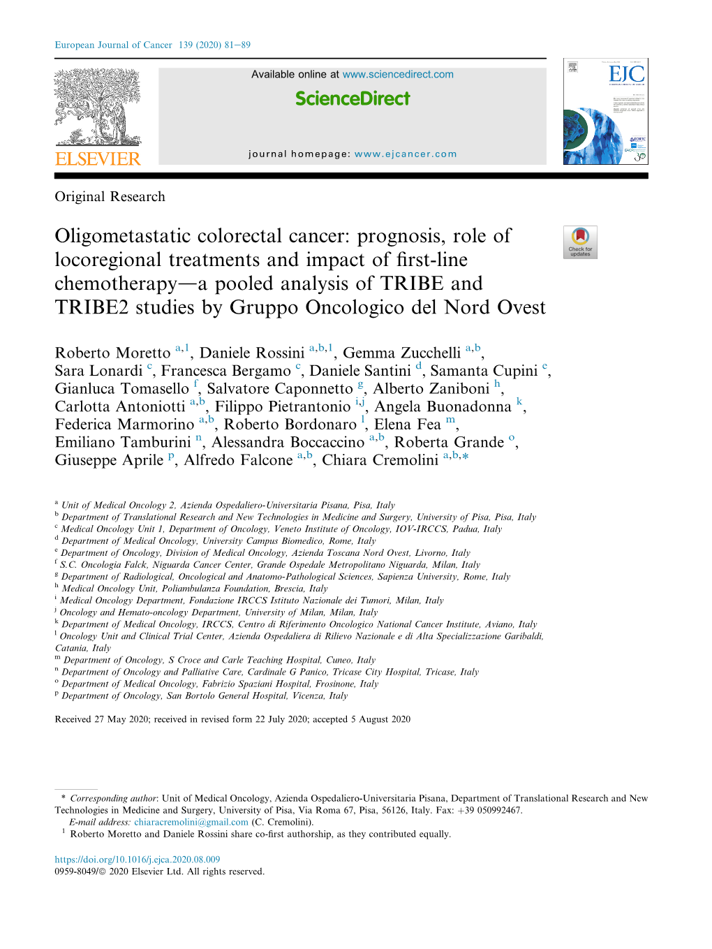 Oligometastatic Colorectal Cancer: Prognosis, Role of Locoregional