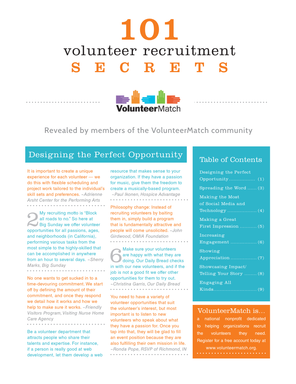 101 Volunteer Recruitment Secrets from Volunteermatch
