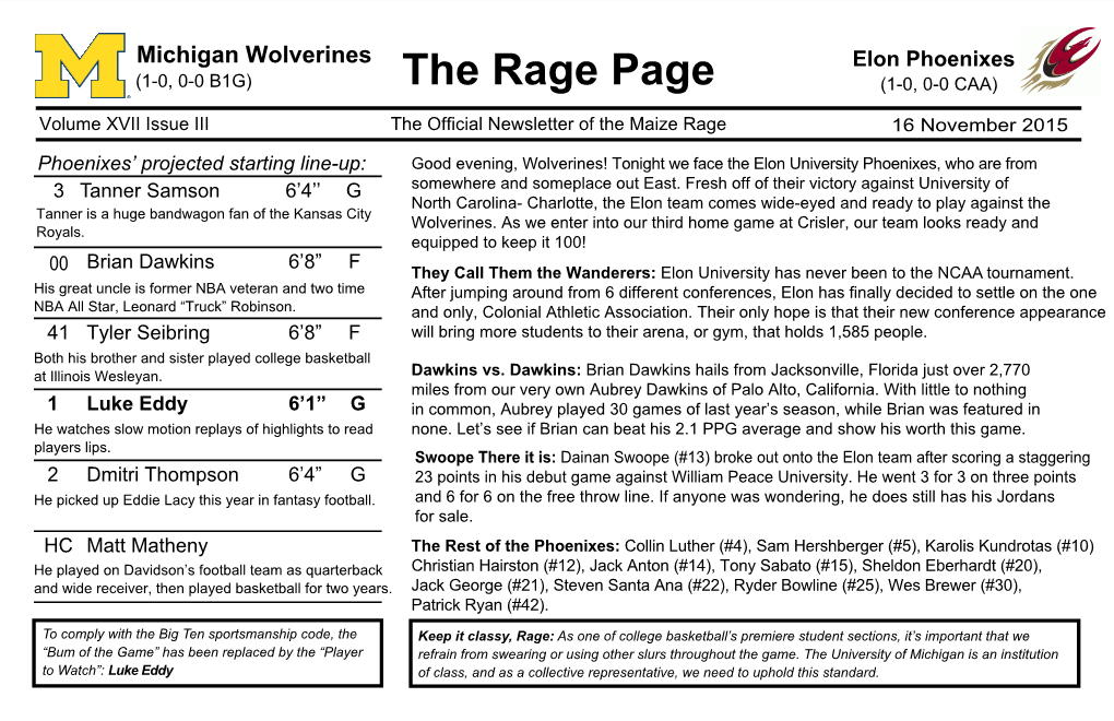 Michigan Wolverines the Rage Page