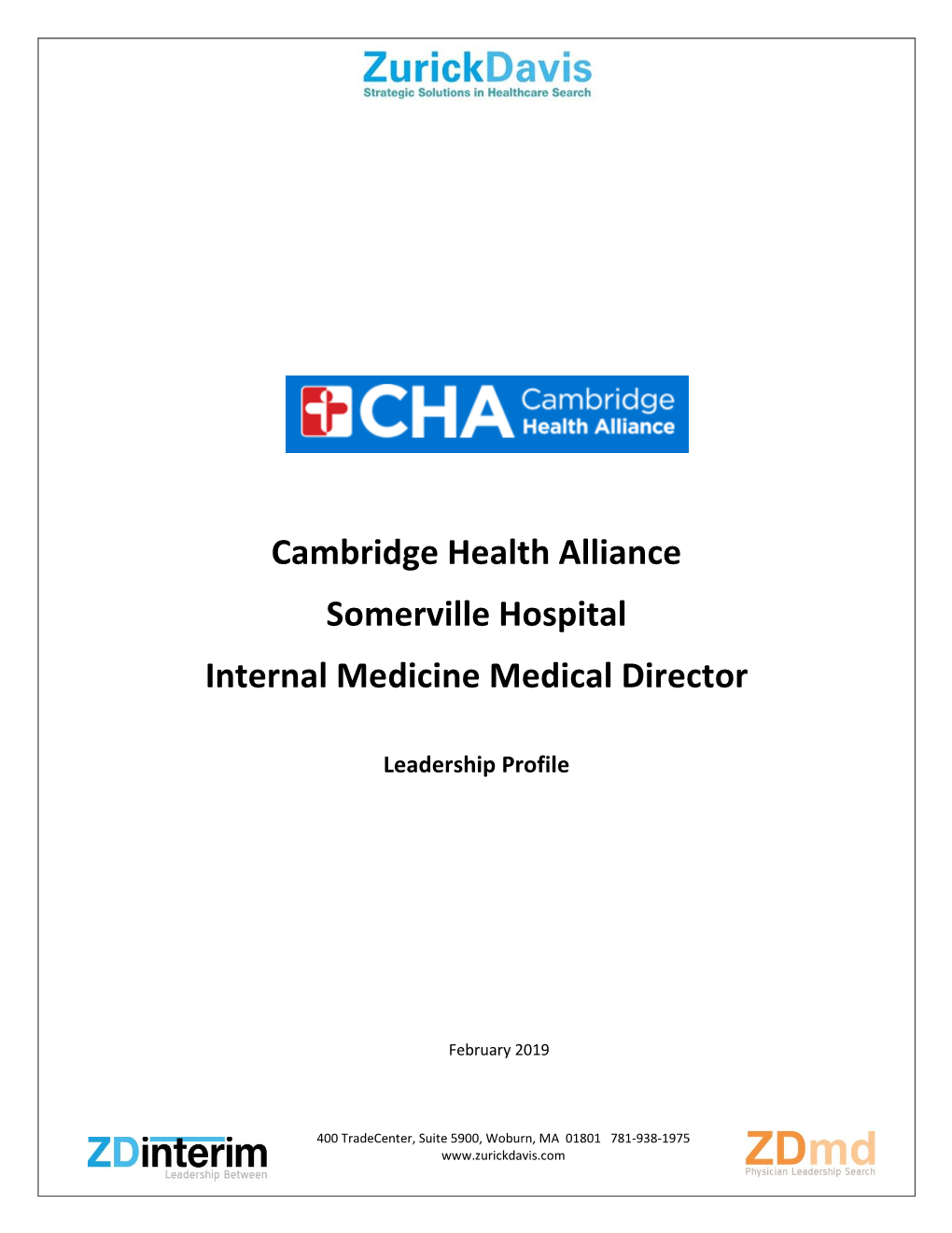 Cambridge Health Alliance Somerville Hospital Internal Medicine Medical Director
