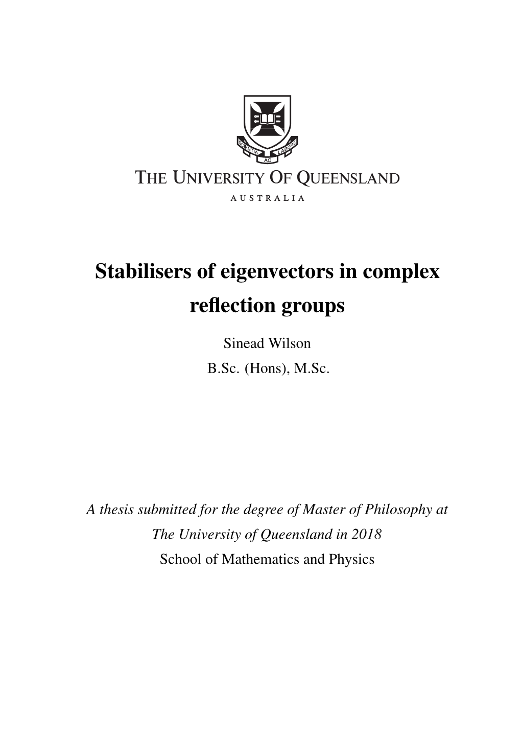 Stabilisers of Eigenvectors in Complex Reflection Groups 3