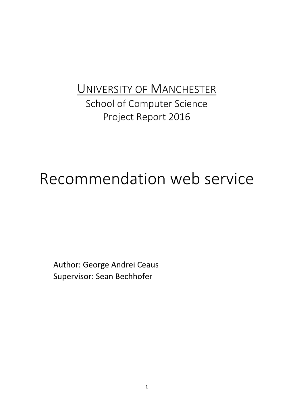 Recommendation Web Service