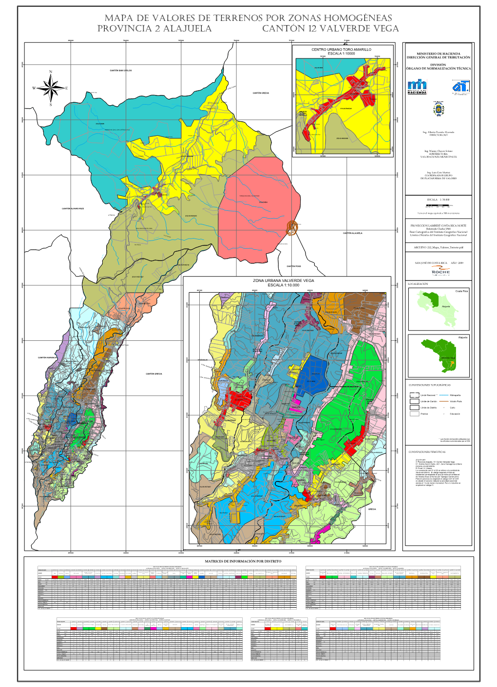 Mapa De Valores De Terrenos Por Zonas Homogéneas Provincia 2 Alajuela Cantón 12 Valverde Vega