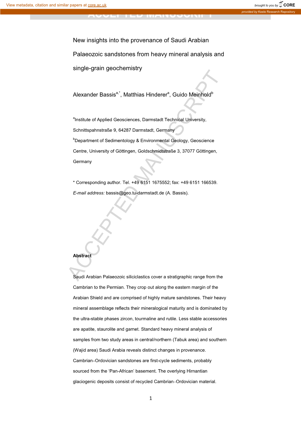 New Insights Into the Provenance of Saudi Arabian Palaeozoic