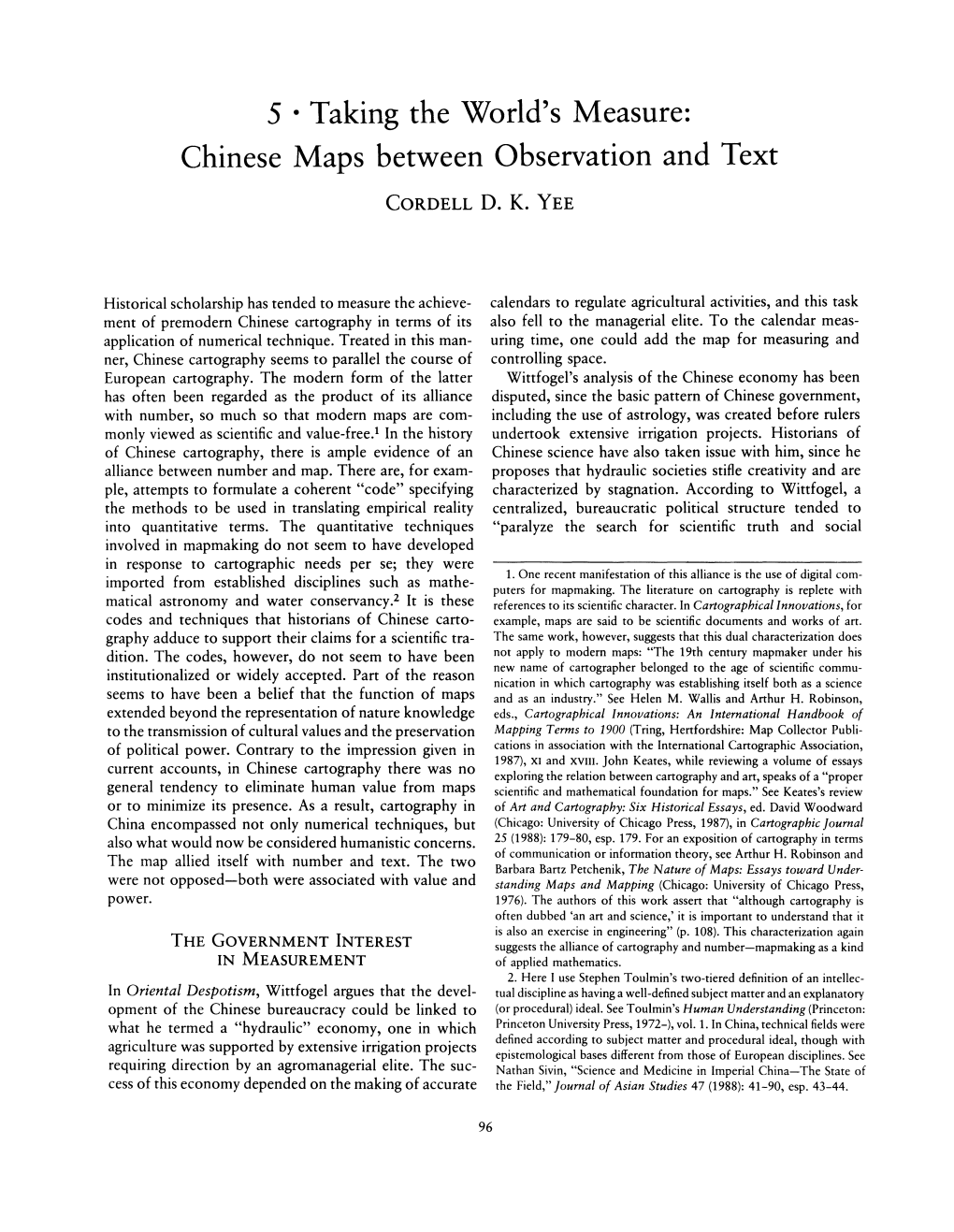 Chinese Maps Between Observation and Text