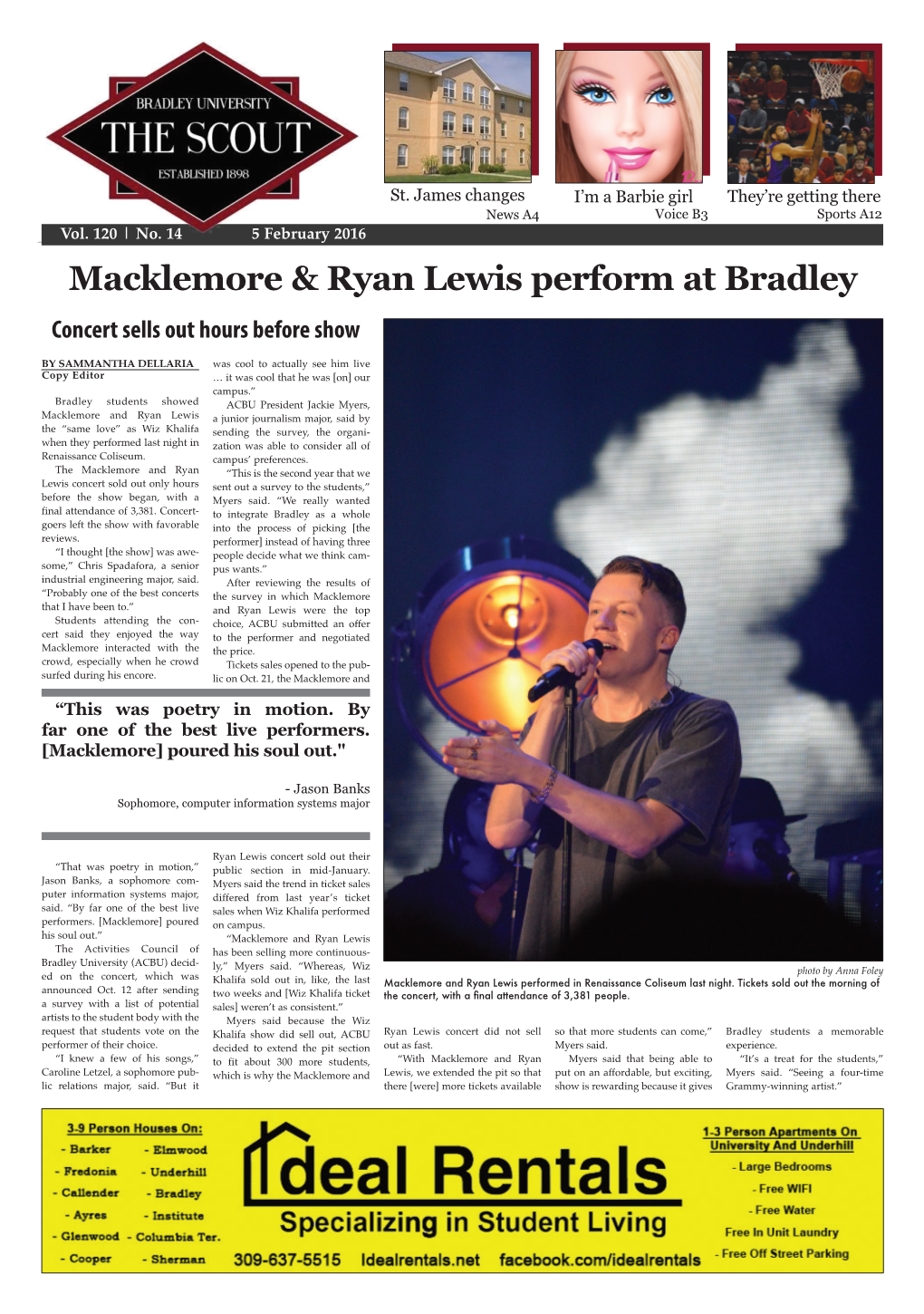 Macklemore & Ryan Lewis Perform at Bradley