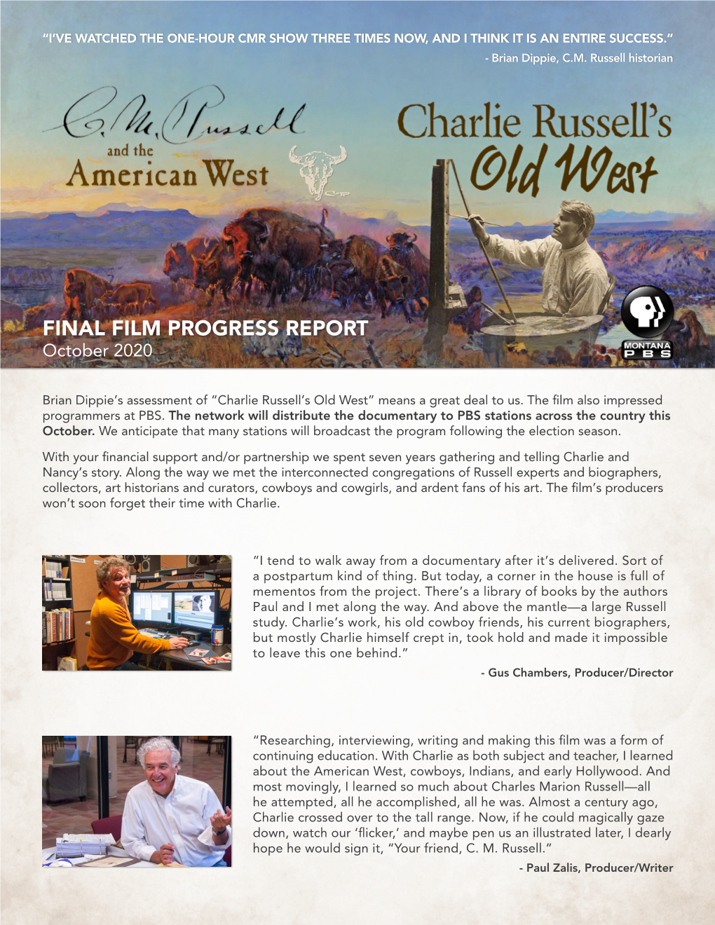 FINAL FILM PROGRESS REPORT October 2020