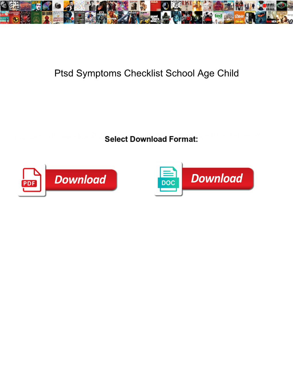 Ptsd Symptoms Checklist School Age Child