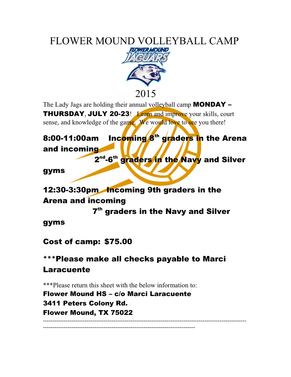 Flower Mound Volleyball Camp