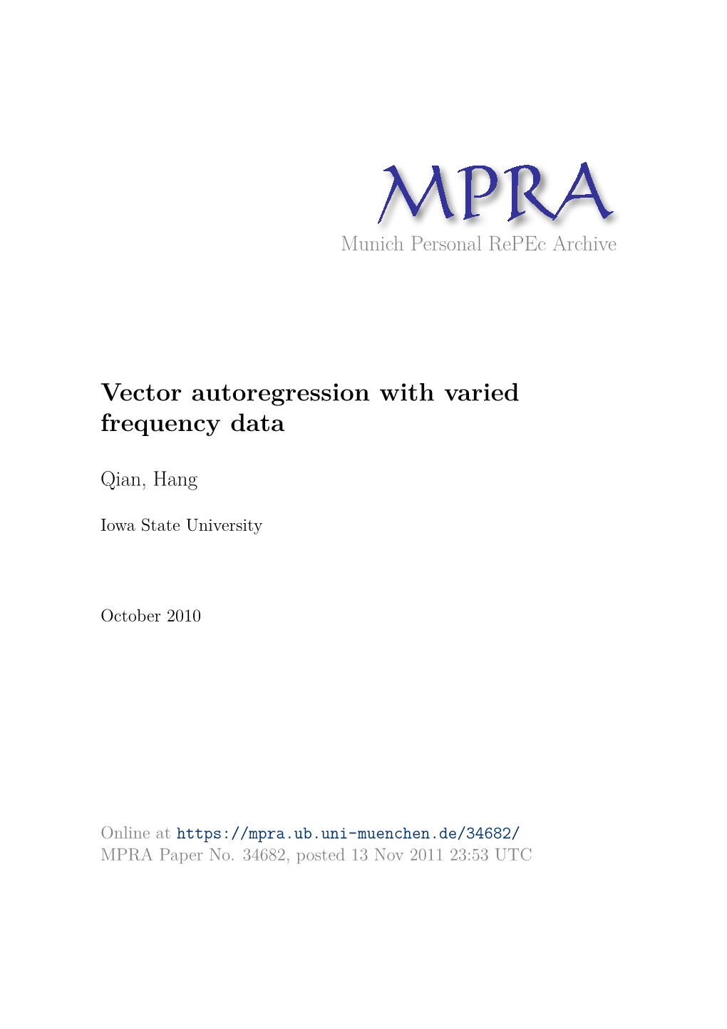 Vector Autoregression with Varied Frequency Data