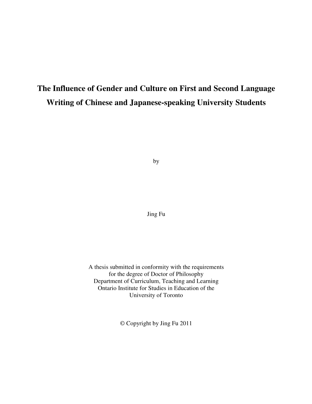 The Influence of Gender and Culture on First and Second Language Writing of Chinese and Japanese-Speaking University Students