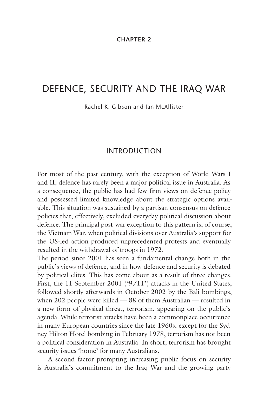 Defence, Security and the Iraq War • 37