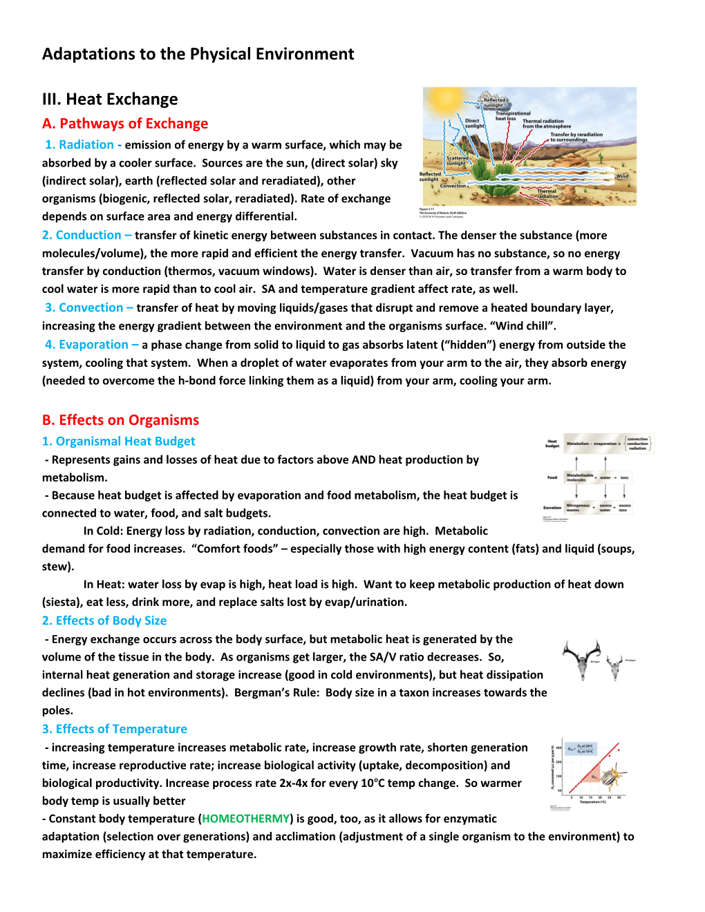 Adaptations to the Physical Environment