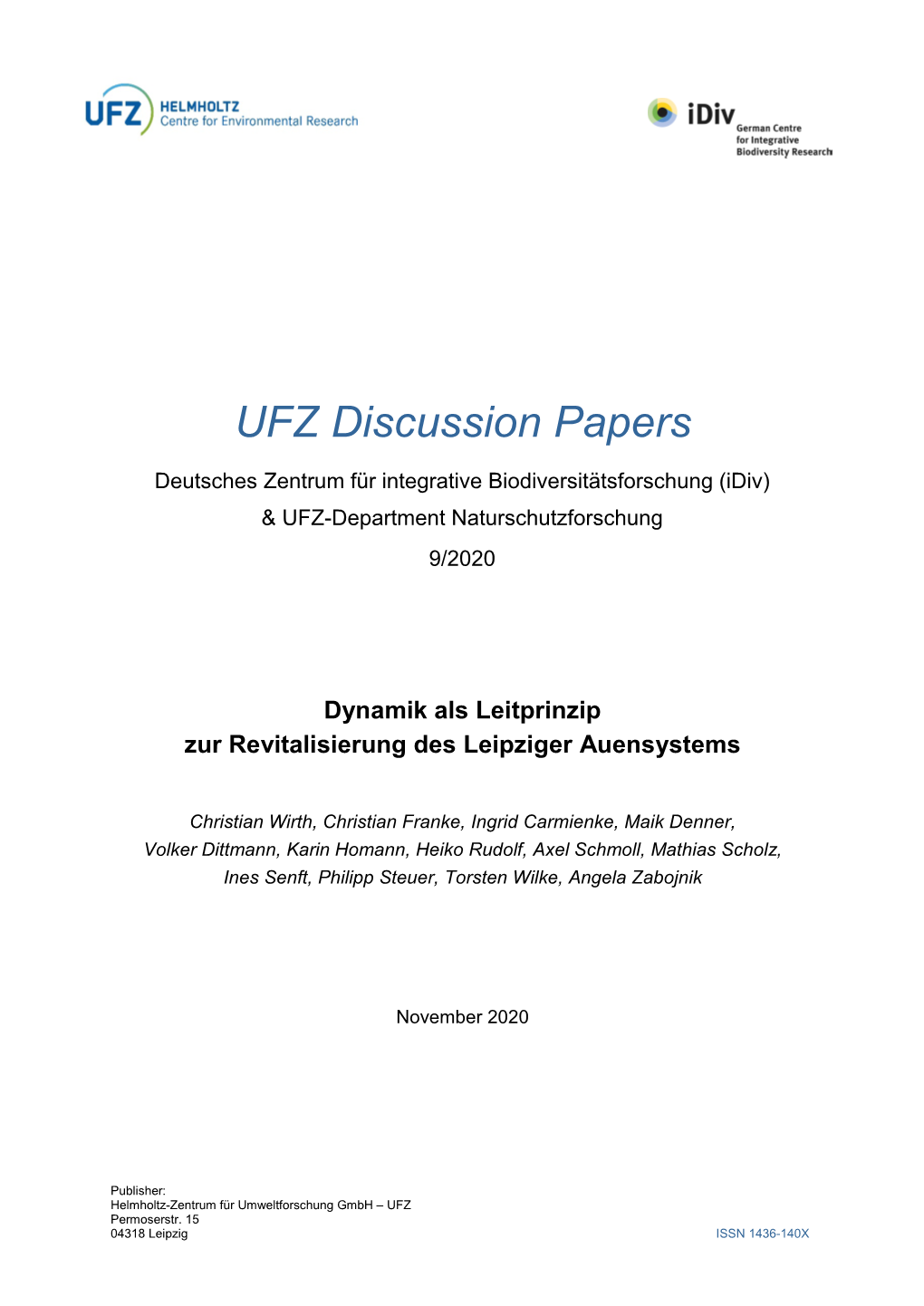 Dynamik Als Leitprinzip Zur Revitalisierung Des Leipziger Auensystems