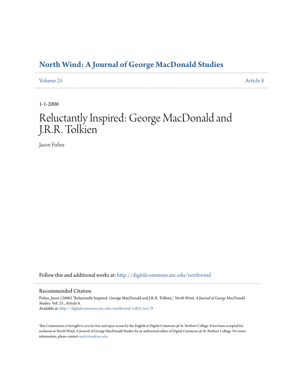 George Macdonald and JRR Tolkien