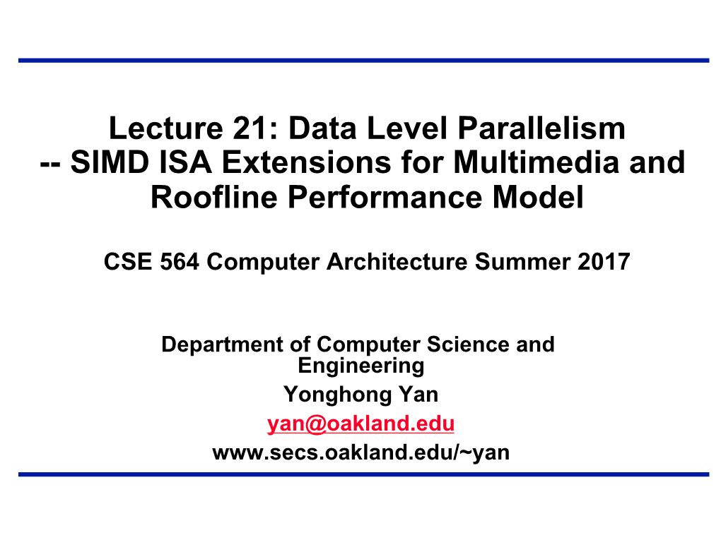 SIMD ISA Extensions for Multimedia and Roofline Performance Model