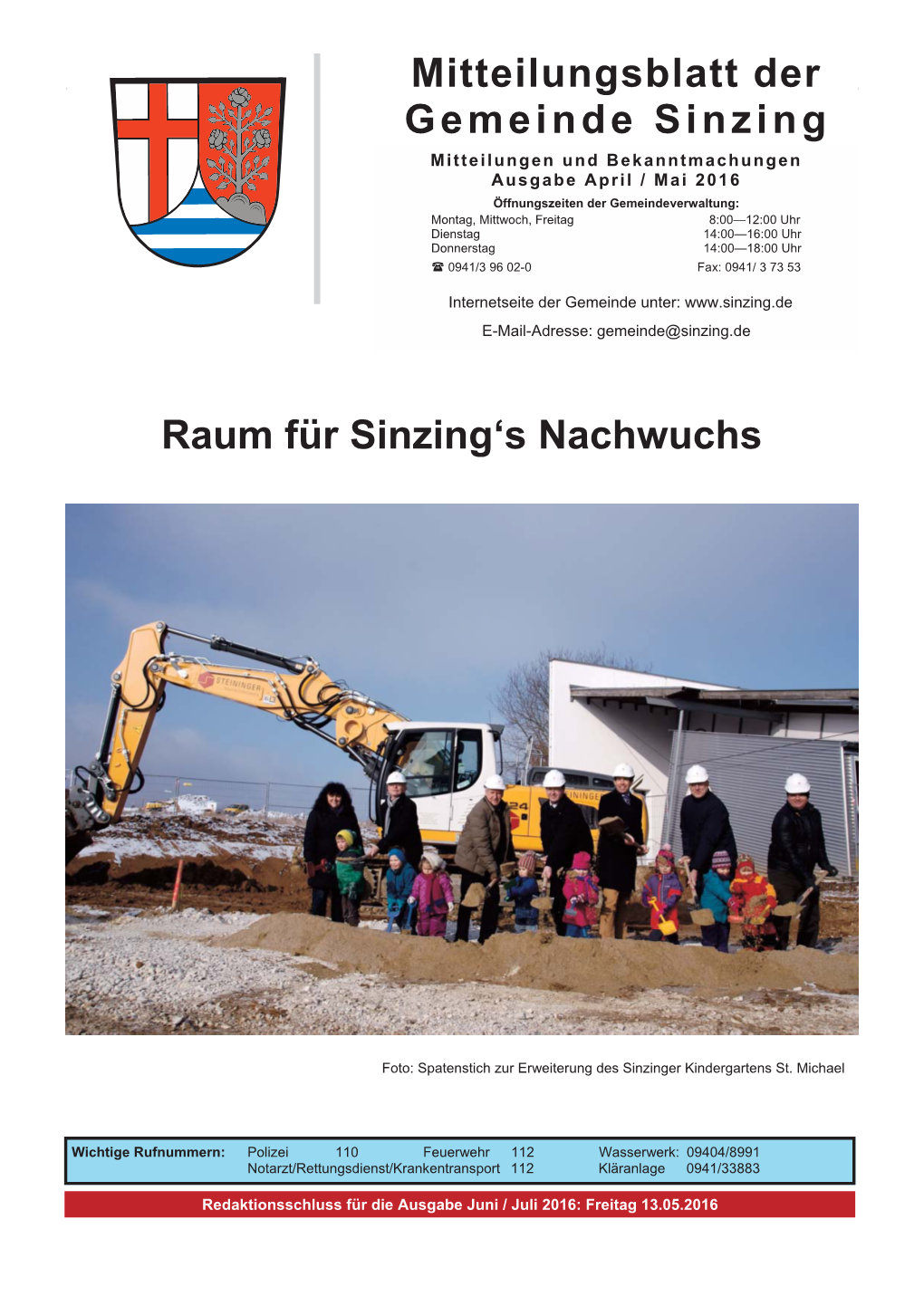 Mitteilungsblatt Der Gemeinde Sinzing