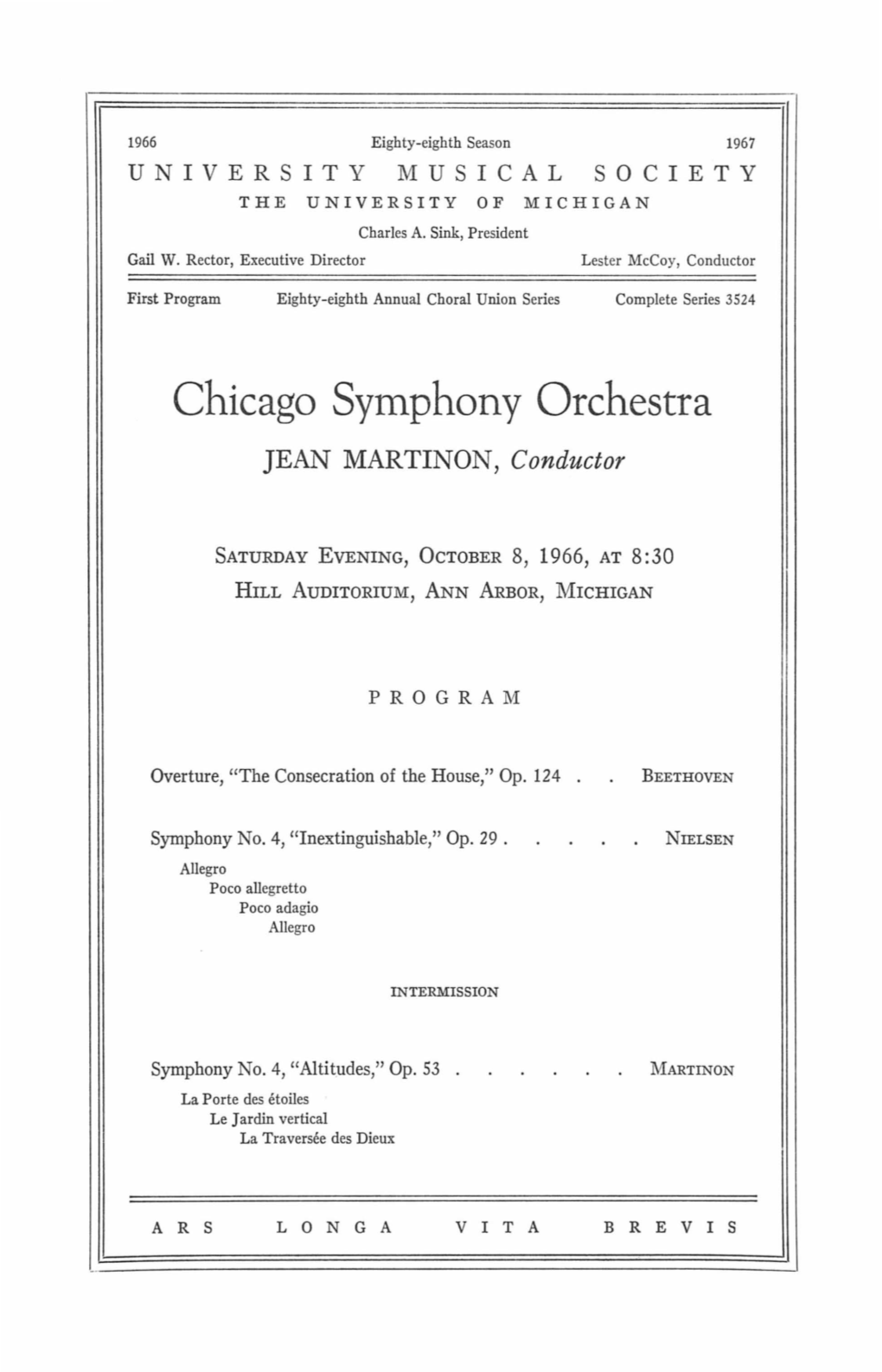 Chicago Symphony Orchestra JEAN MARTINON, Conductor