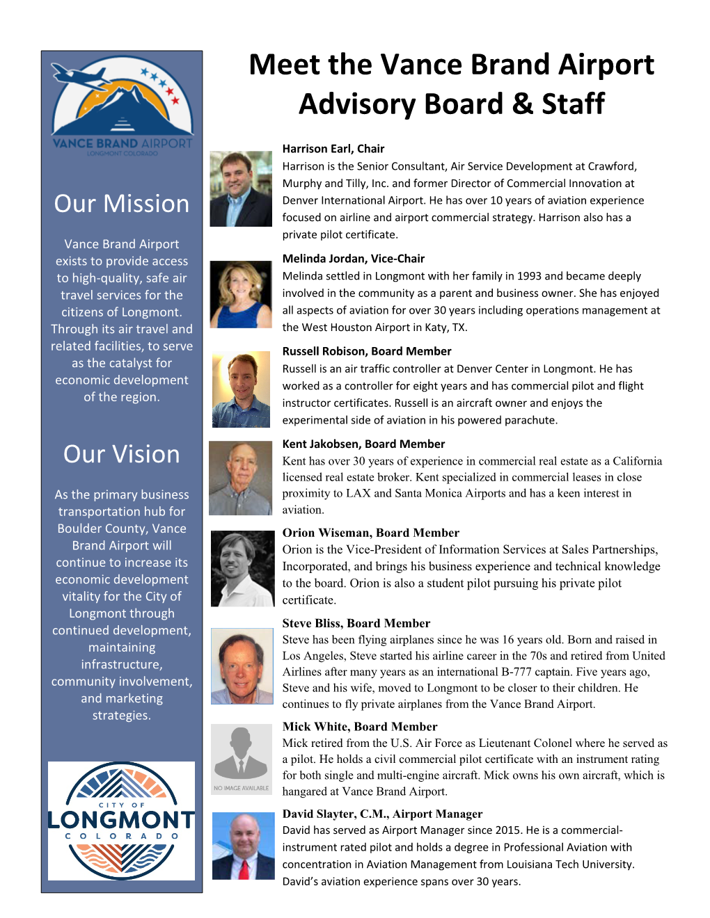 Meet the Vance Brand Airport Advisory Board & Staff