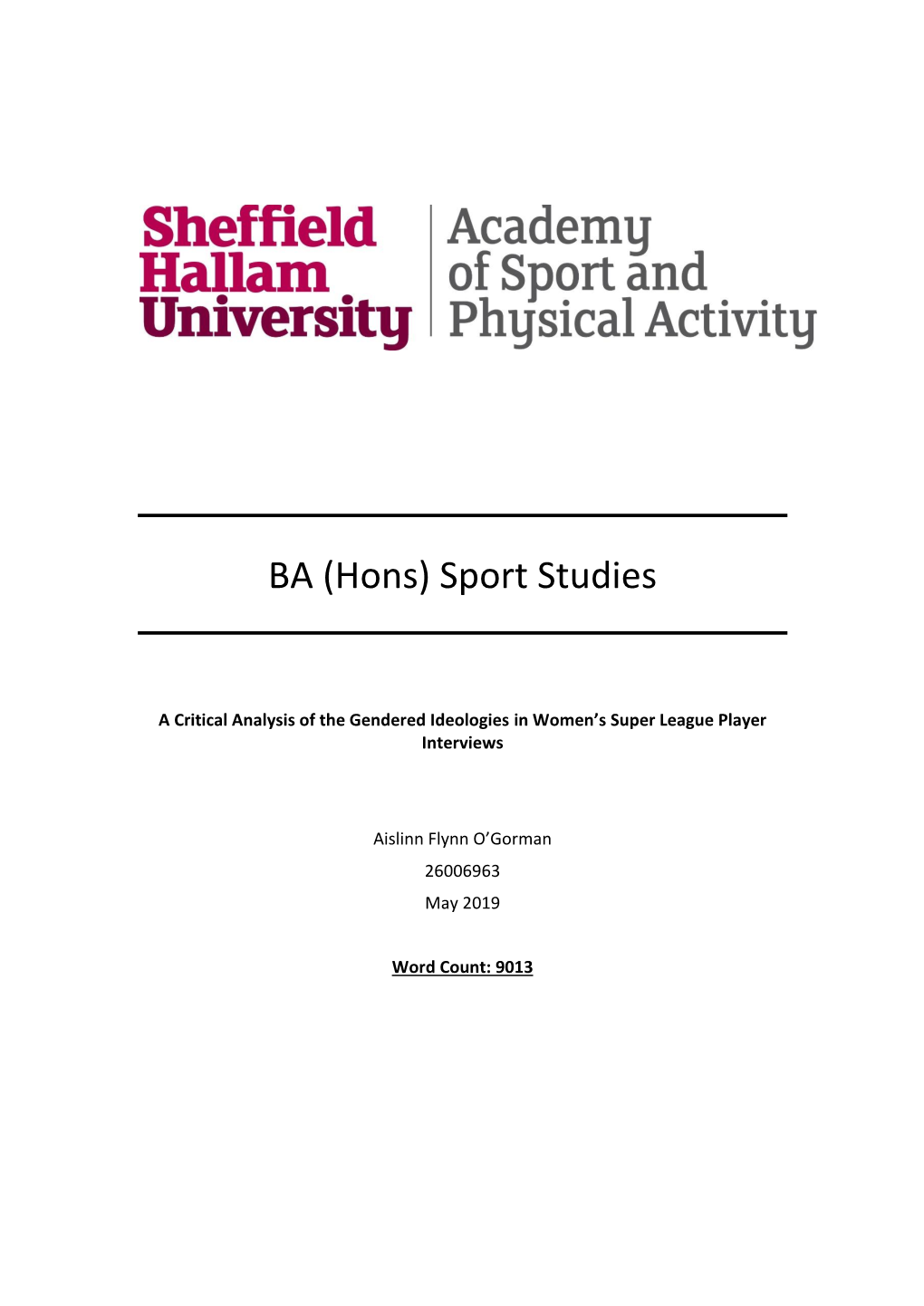 BA (Hons) Sport Studies