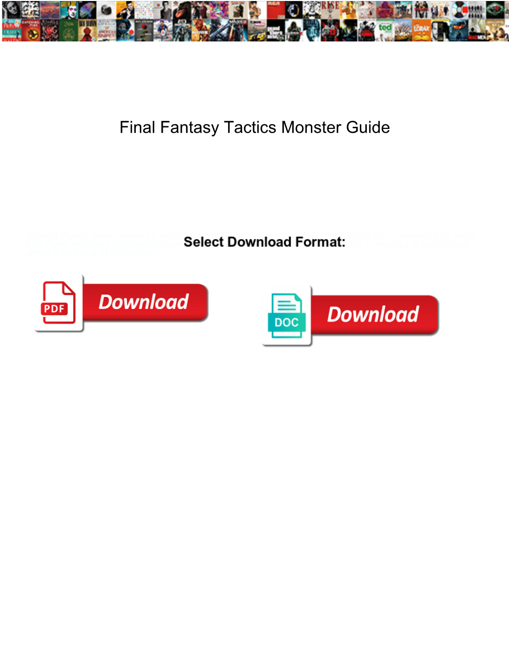 Final Fantasy Tactics Monster Guide