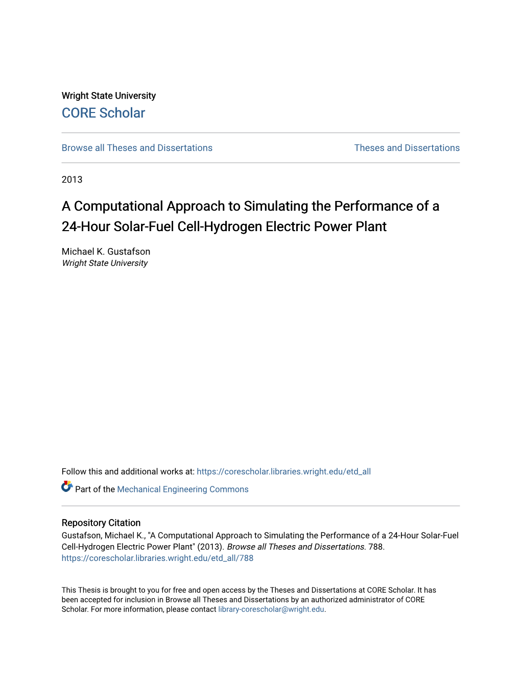 A Computational Approach to Simulating the Performance of a 24-Hour Solar-Fuel Cell-Hydrogen Electric Power Plant