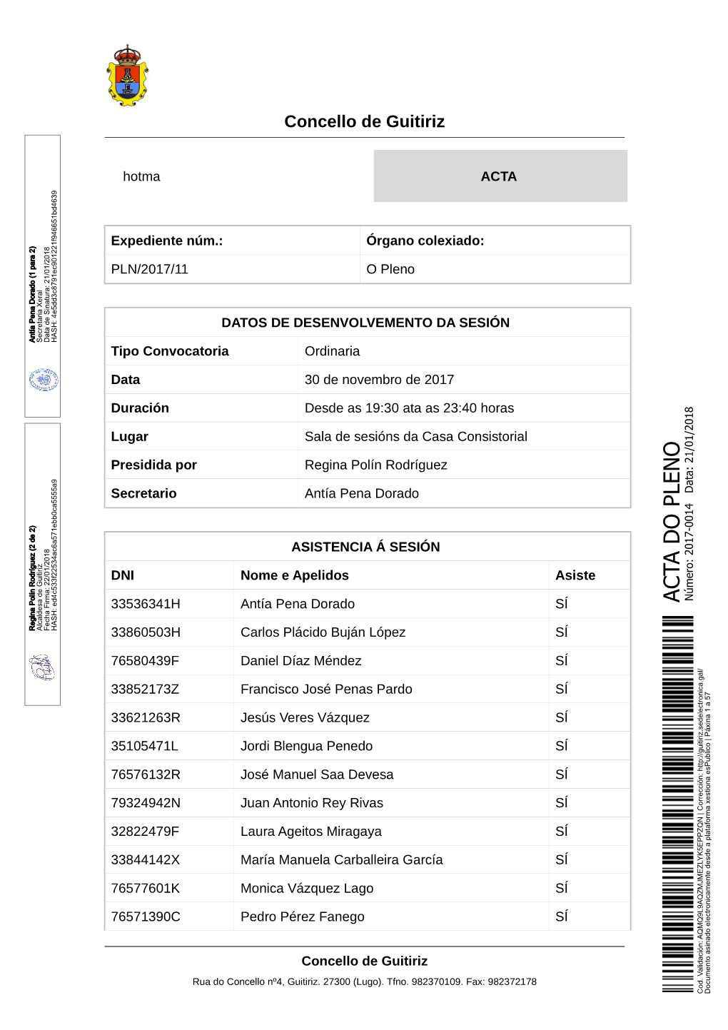 Acta Pleno Ordinario Do 30 De Novembro De