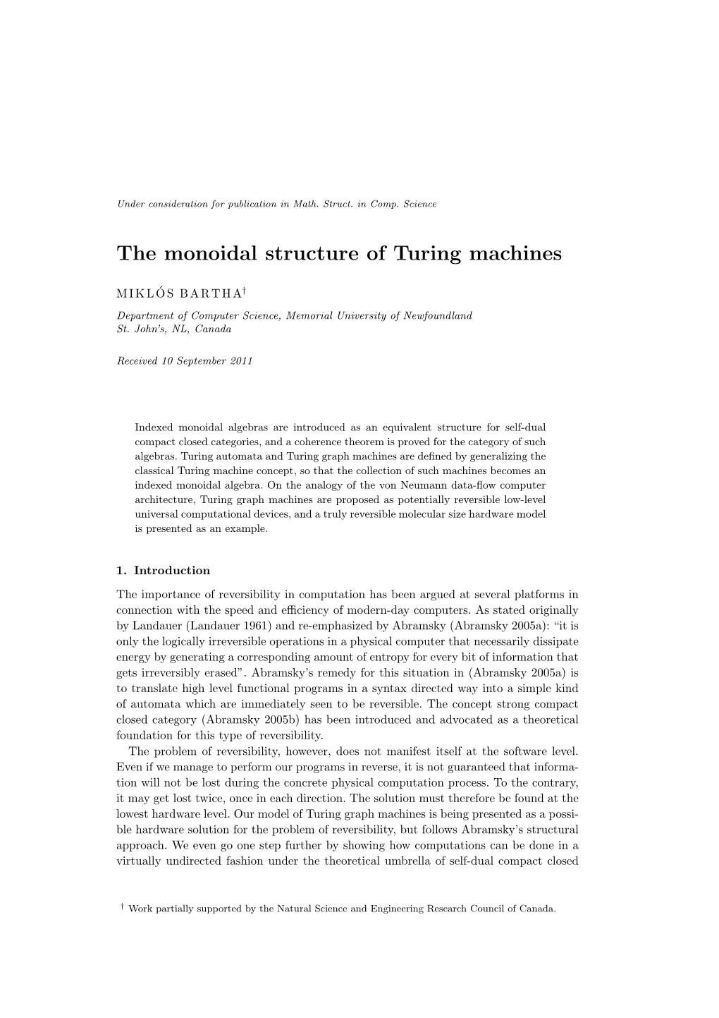 The Monoidal Structure of Turing Machines