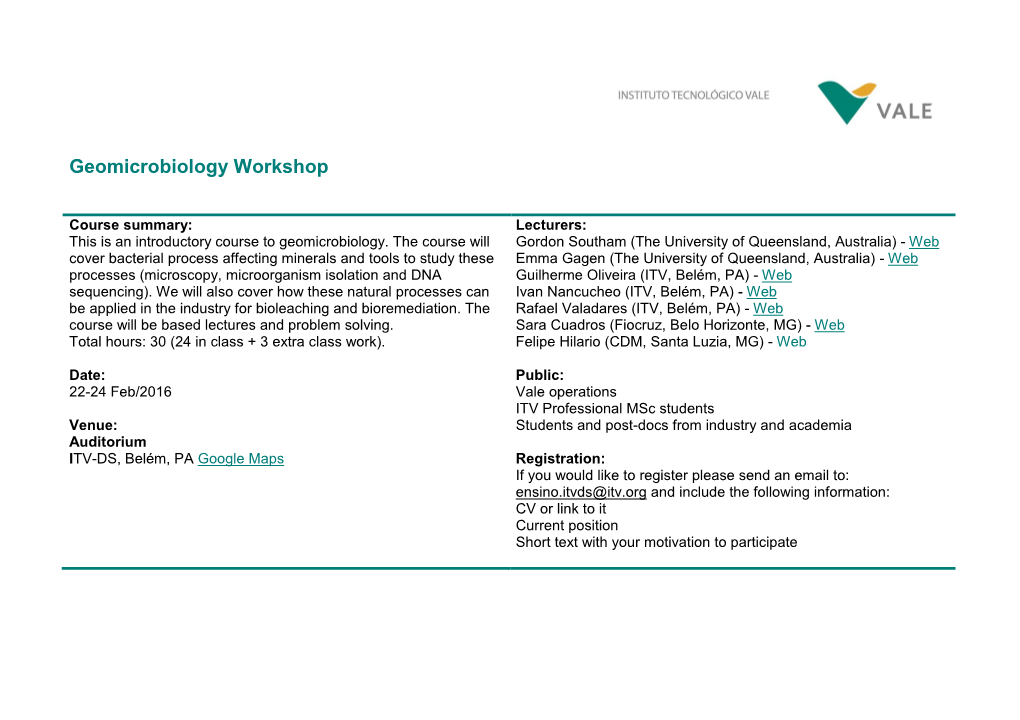 Geomicrobiology Workshop