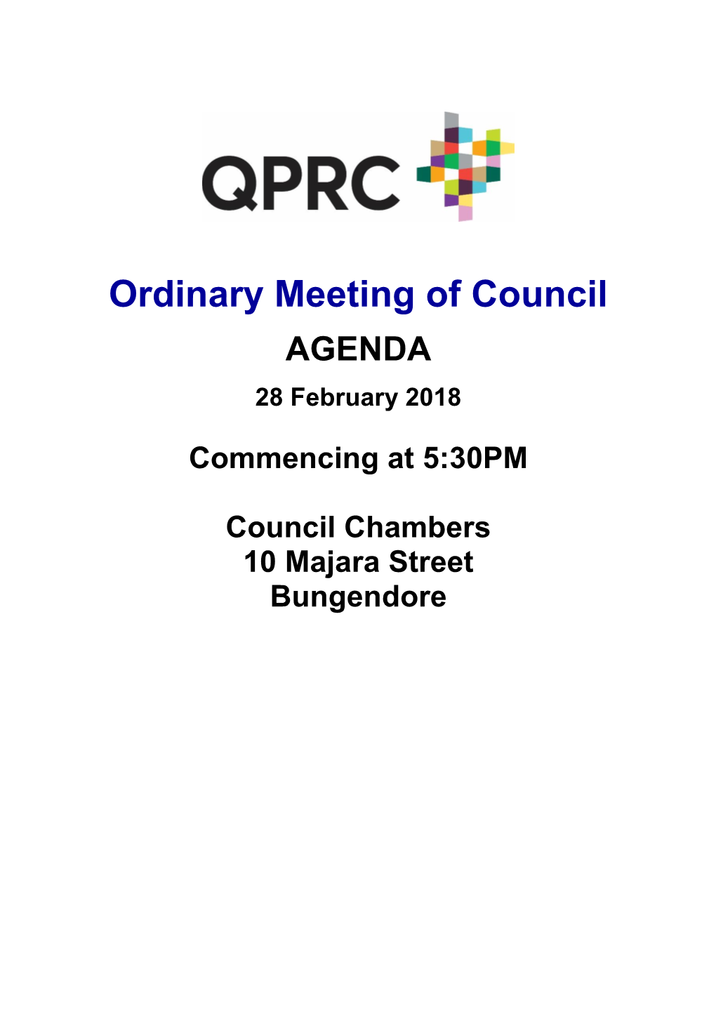 Agenda of Ordinary Meeting of Council