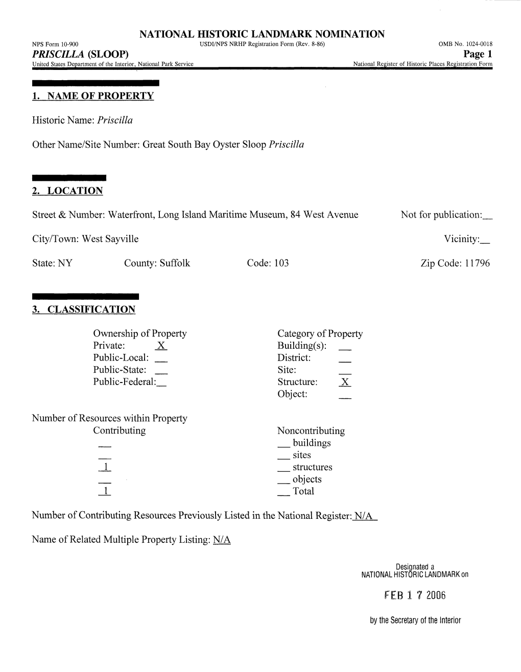 Page 1 United States Department of the Interior, National Park Service National Register of Historic Places Registration Form