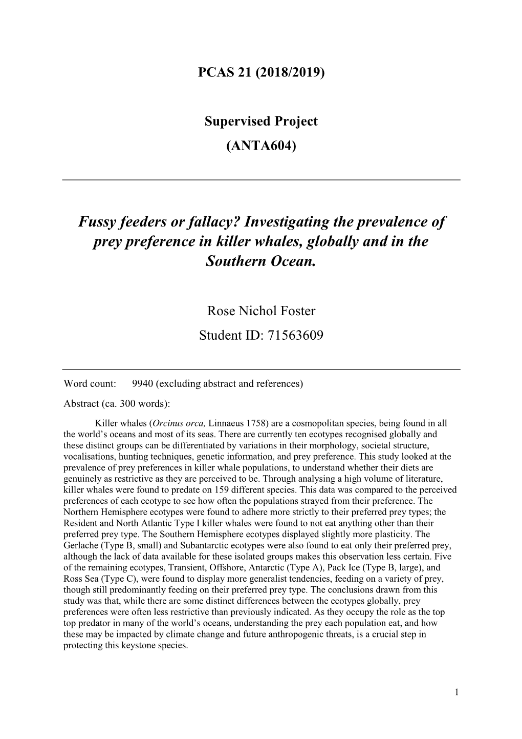 Fussy Feeders Or Fallacy? Investigating the Prevalence of Prey Preference in Killer Whales, Globally and in the Southern Ocean