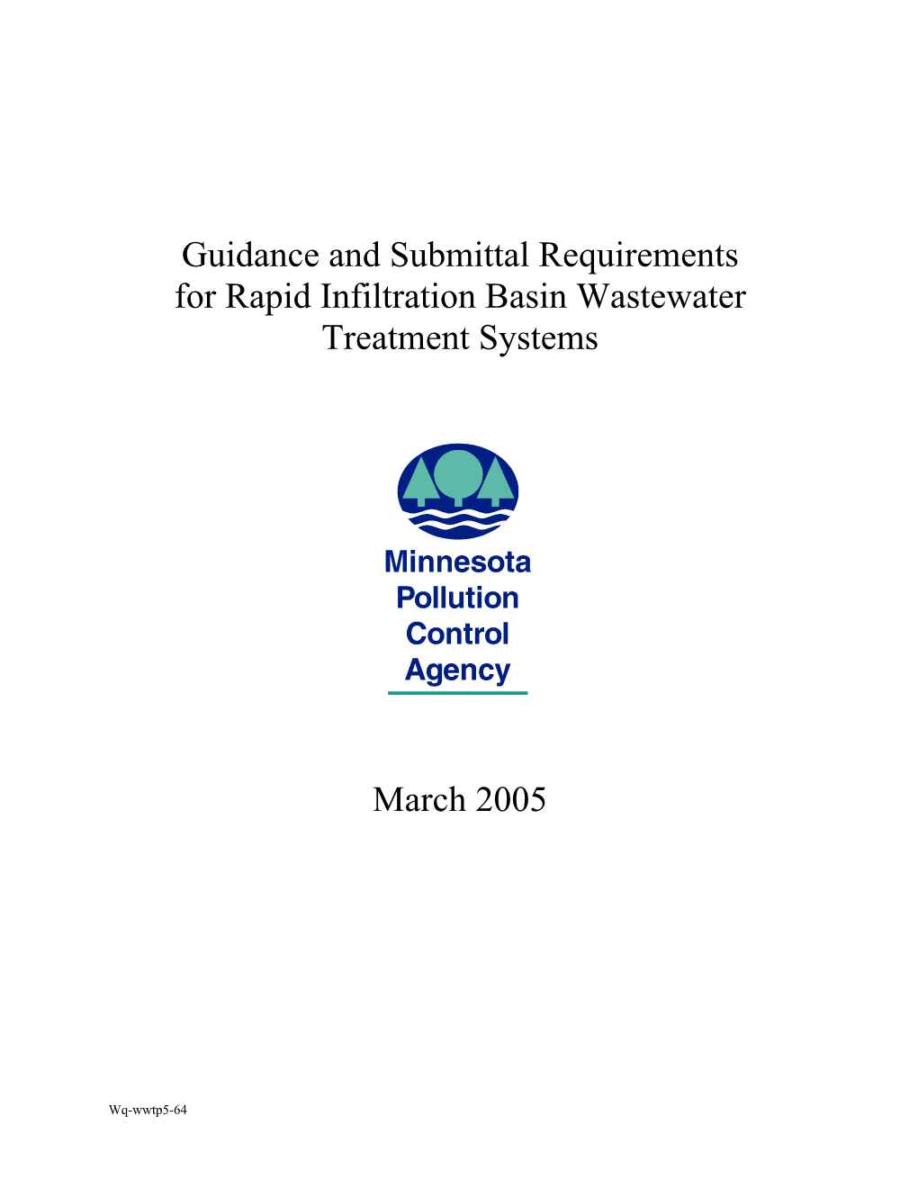 Guidance and Submittal Requirements for Rapid Infiltration Basin Wastewater Treatment Systems