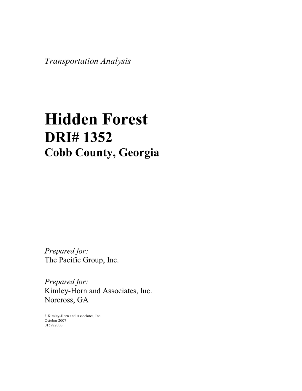 Hidden Forest DRI# 1352 Cobb County, Georgia