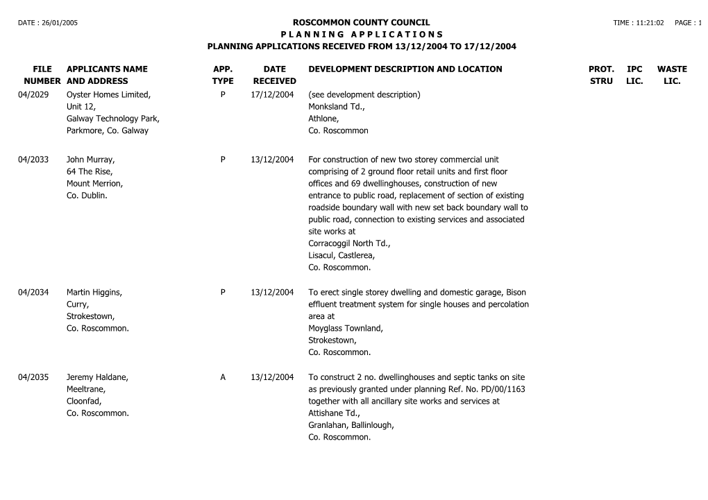 File Number Roscommon County Council