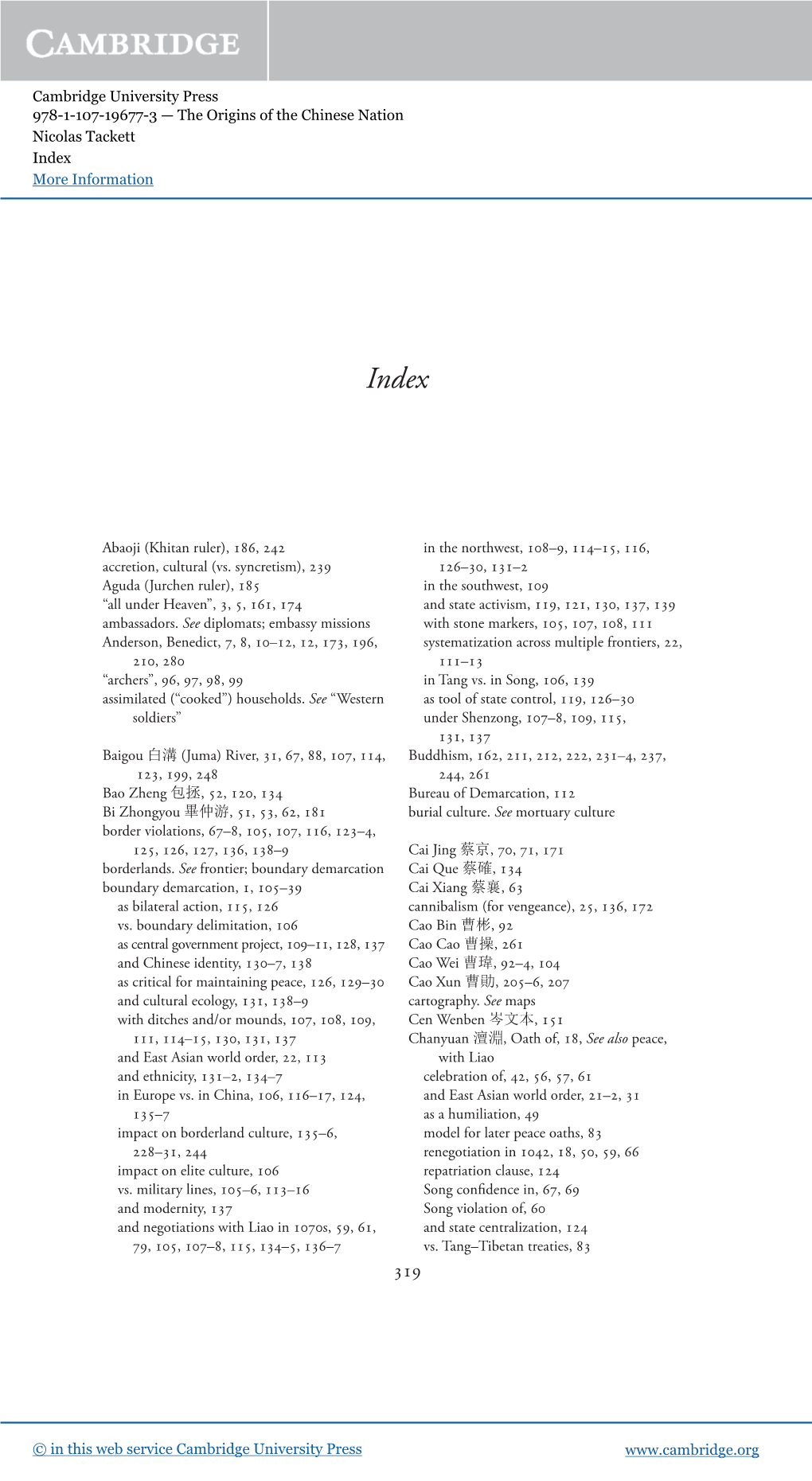 The Origins of the Chinese Nation Nicolas Tackett Index More Information