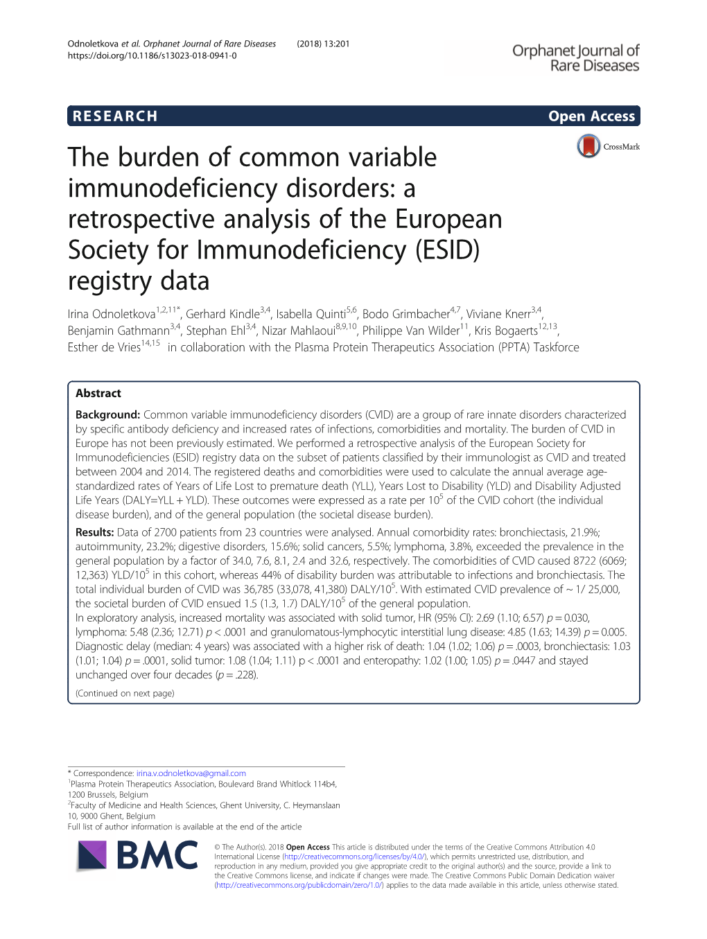 The Burden of Common Variable Immunodeficiency Disorders